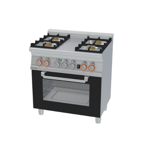 Bếp công nghiệp 4 họng kết hợp với lò nướng cửa kính Lotus CF4-68GEM