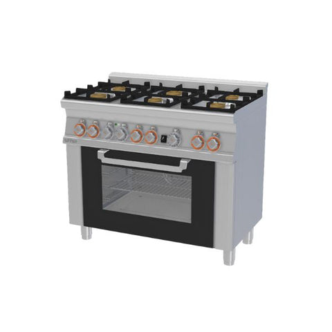 Bếp công nghiệp 6 họng có lò nướng Lotus CF6-610GEM