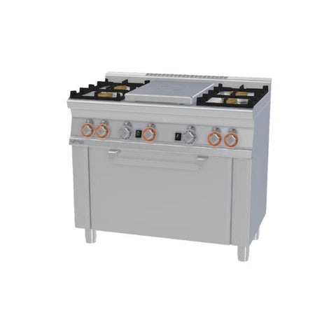 Bếp gas 4 lò đốt có lò nướng cửa thép không gỉ Lotus TPF4-610G