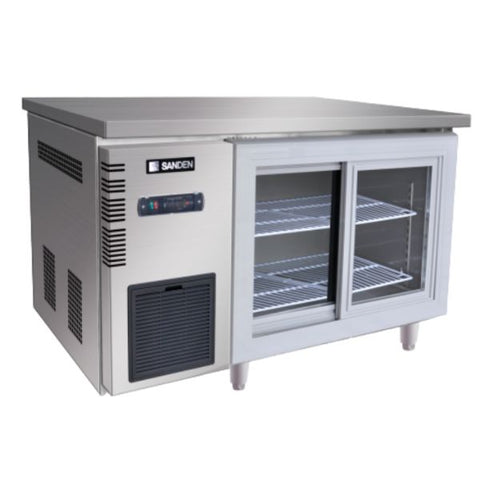 Bàn mát Inox Sanden cửa kính SCC-1203GL dung tích 235 Lít, Sâu 600mm