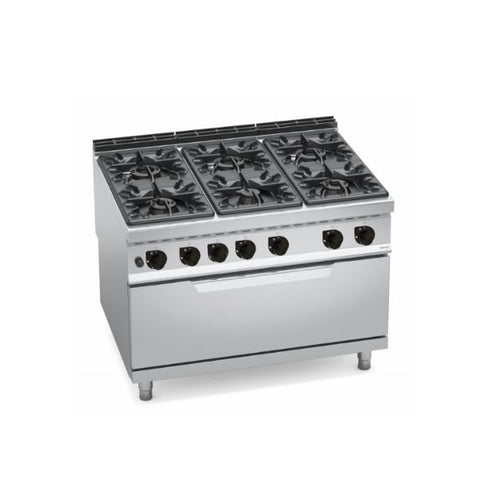 Bếp Âu 6 họng dùng gas có lò nướng Berto's G9F6+T