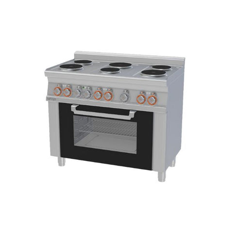 Bếp điện đa năng 6 vùng nấu 3 pha có lò nướng cửa kính Lotus CFM6-610ET