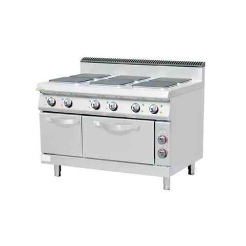 Bếp điện từ công nghiệp 6 họng có lò nướng và tủ dưới Kingbetter XKE-DBJ-900-6A