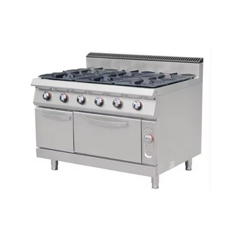 Bếp gas công nghiệp 6 họng có lò nướng và tủ chứa Kingbetter E-RQB-900-6AG