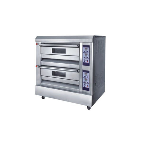 Lò nướng điện thương mại 2 tầng, 4 khay, mặt trước inox, nhiệt độ tối đa 350°C, đạt chứng nhận CE Twothousand TT-O39C