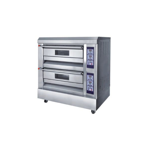 Lò nướng điện thương mại 2 tầng, 4 khay, toàn bộ inox, nhiệt độ tối đa 350°C, đạt chứng nhận CE Twothousand TT-O39D