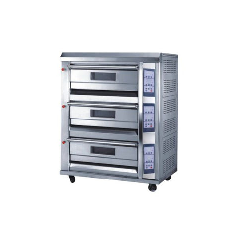 Lò nướng điện thương mại 3 tầng, 6 khay, mặt trước inox, nhiệt độ tối đa 350°C, đạt chứng nhận CE Twothousand TT-O39E