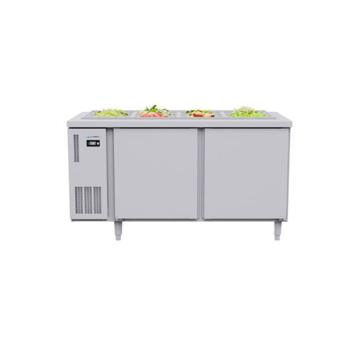 Tủ bàn salad Icymax 2 cánh inox 1500x750 ISR-2S157