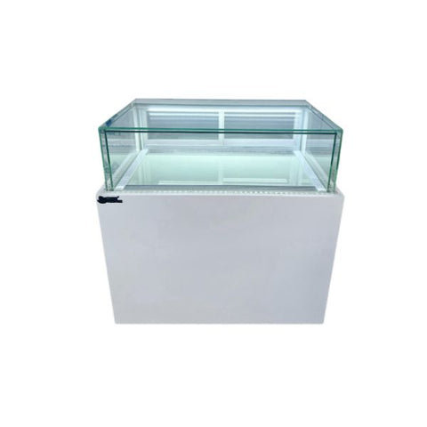 Tủ bánh thiết kế 1 tầng 90cm Snow Village kính vuông phía sau 2 cửa lùa