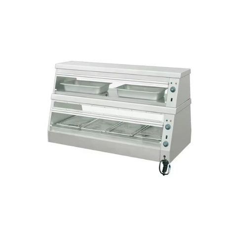 Tủ trưng bày giữ nóng thực phẩm 2 tầng bằng inox có cửa kính cách nhiệt Kingbetter E-BWG-6P