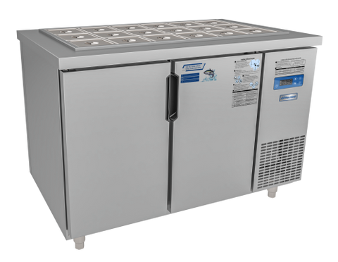 Bàn salad quạt gió 2 cánh mở inox Đức Minh BSQ.2M I1275