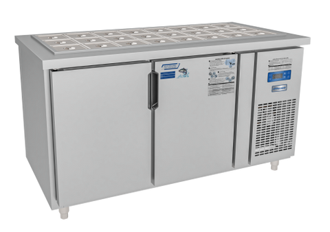 Bàn salad quạt gió 2 cánh mở inox Đức Minh BSQ.2M I1575