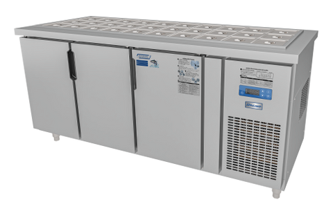 Bàn salad quạt gió 3 cánh mở inox Đức Minh BSQ.3M I1875