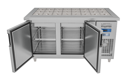 Bàn salad quạt gió 2 cánh mở inox Đức Minh BSQ.2M I1575